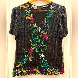 Vintage Sweelo Silk and sequin top size Medium